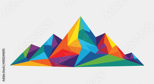 Abstract geometric mountain range illustration with colorful polygonal shapes