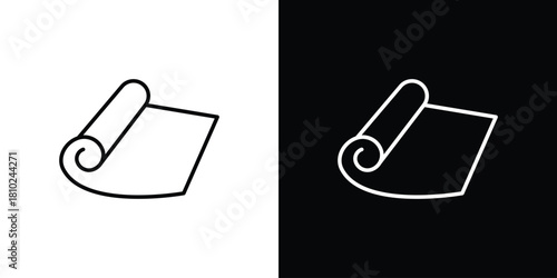 Carpet roll icons pack. Set of black and white liner stroke symbols