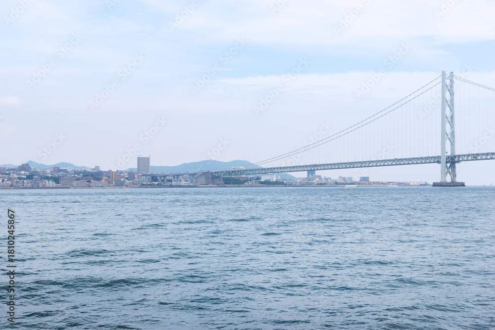 Naklejka premium 明石海峡大橋のある風景