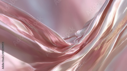 Elegant rose-gold metallic silk texture with soft folds and shimmering highlights
