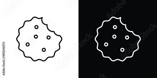 Cookie icons pack. Set of black and white liner stroke symbols