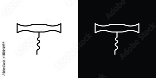 Corkscrew icons pack. Set of black and white liner stroke symbols