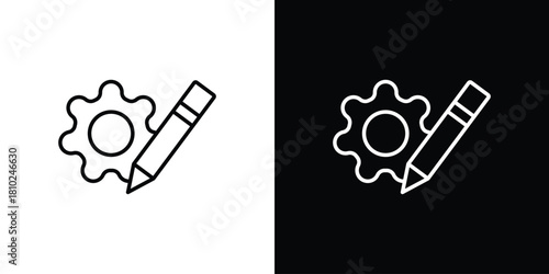Customization icons pack. Set of black and white liner stroke symbols