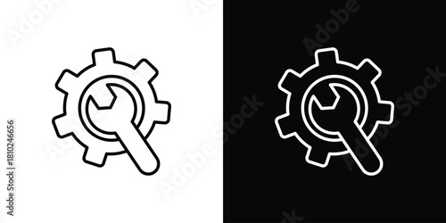Customized icons pack. Set of black and white liner stroke symbols
