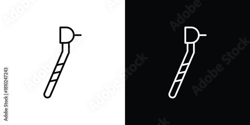 Dental drill icons pack. Set of black and white liner stroke symbols