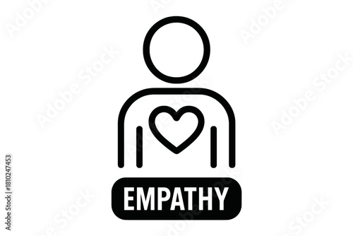 Stylized human silhouette icon with a heart symbol in the chest area representing empathy and compassion