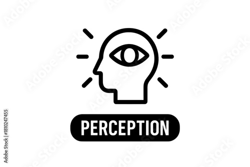 Human head profile with eye and radiating lines symbolizing perception and insight