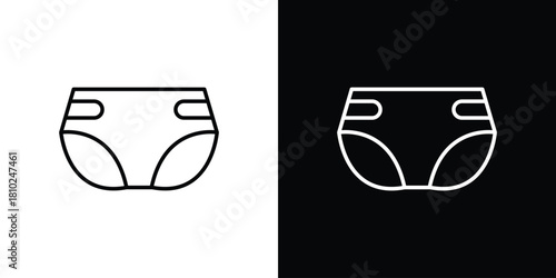 diaper icons pack. Set of black and white liner stroke symbols
