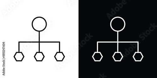 Distribution channel icons pack. Set of black and white liner stroke symbols