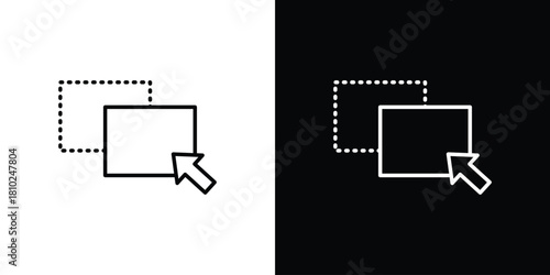 Drag and drop icons pack. Set of black and white liner stroke symbols