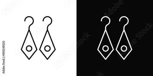 Earrings icons pack. Set of black and white liner stroke symbols