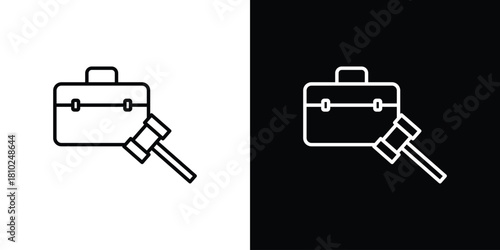 employment law icons pack. Set of black and white liner stroke symbols