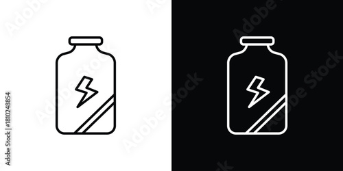 Energy drink icons pack. Set of black and white liner stroke symbols