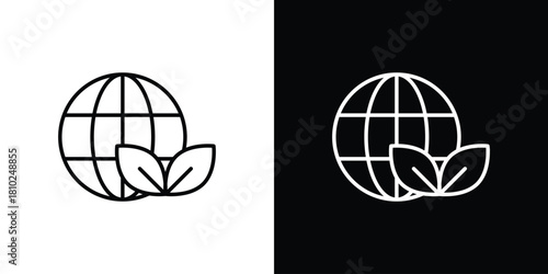 Environment icons pack. Set of black and white liner stroke symbols