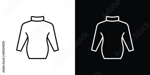 Female sweater icons pack. Set of black and white liner stroke symbols