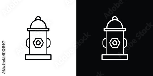 Fire hydrant icons pack. Set of black and white liner stroke symbols