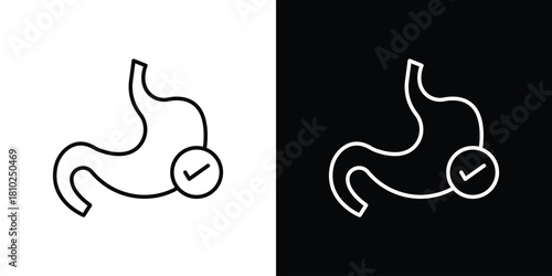 Good digestion icons pack. Set of black and white liner stroke symbols