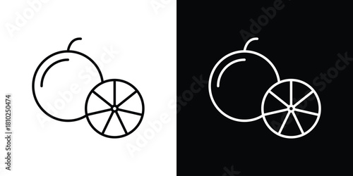 Grapefruit icons pack. Set of black and white liner stroke symbols