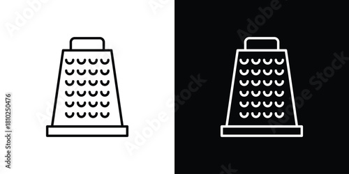Grater icons pack. Set of black and white liner stroke symbols