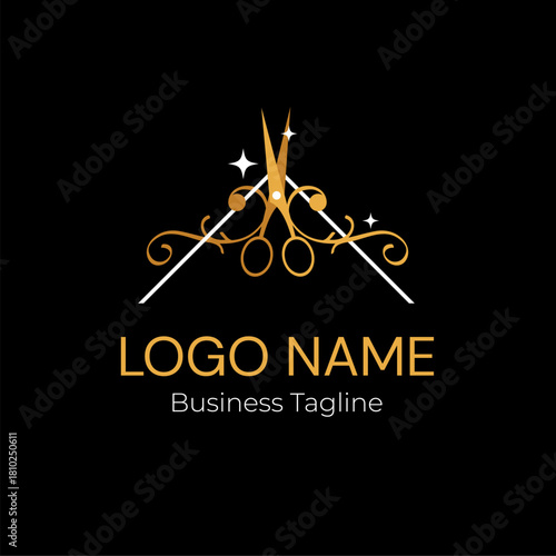 Logo Gold Beauty Hair Salon Vector Design Template