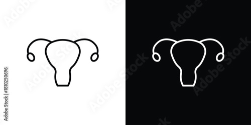 Gynecology icons pack. Set of black and white liner stroke symbols
