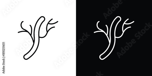 Human artery icons pack. Set of black and white liner stroke symbols