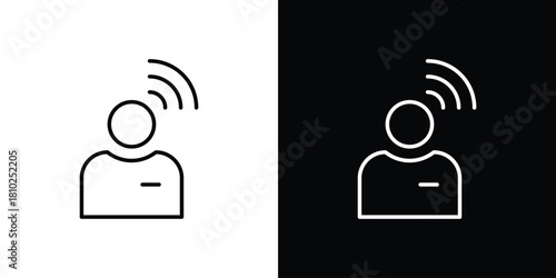 Influencer icons pack. Set of black and white liner stroke symbols