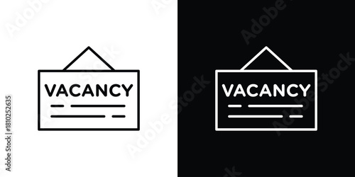 Job vacancy icons pack. Set of black and white liner stroke symbols