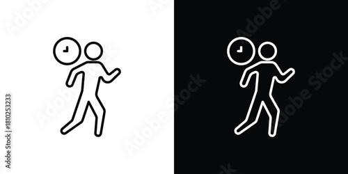 Late icons pack. Set of black and white liner stroke symbols