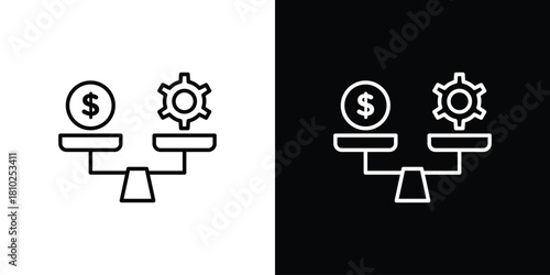 Leverage icons pack. Set of black and white liner stroke symbols