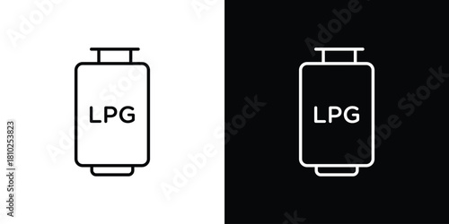 LPG icons pack. Set of black and white liner stroke symbols