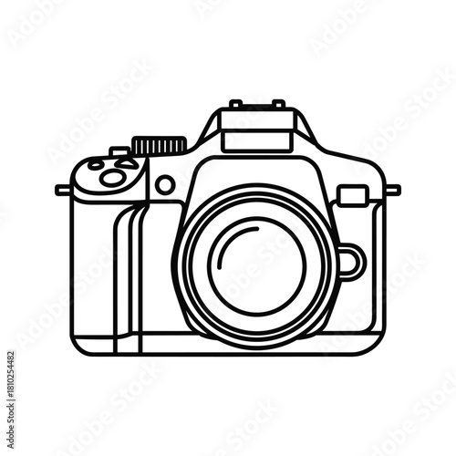Simple outline drawing of a professional digital slr camera