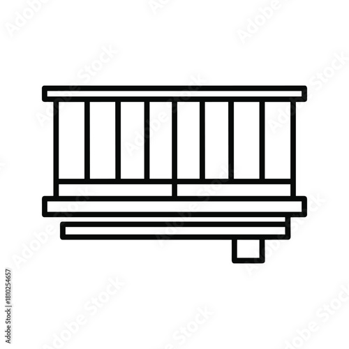Simple line drawing of a wooden train car viewed from the side