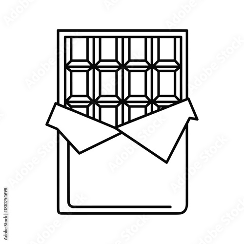 Simple line art illustration of a chocolate bar with wrapper
