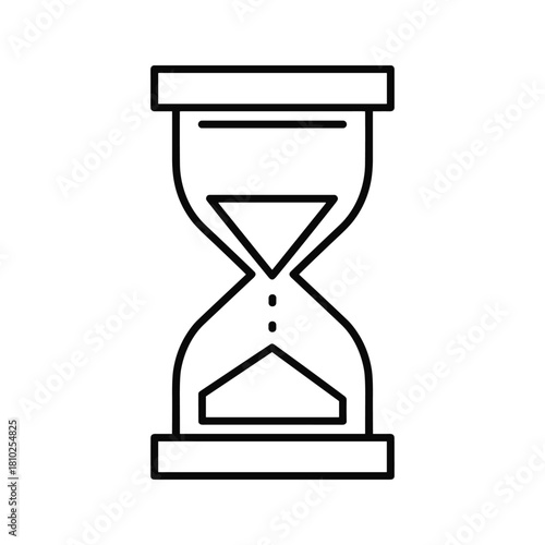 Simple outline icon of an hourglass showing sand flowing through time