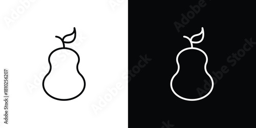Pear icons pack. Set of black and white liner stroke symbols