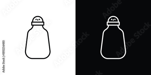 Pepper shaker icons pack. Set of black and white liner stroke symbols