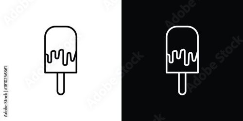 Popsicle icons pack. Set of black and white liner stroke symbols