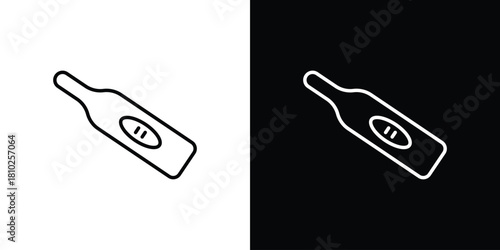 Pregnancy test icons pack. Set of black and white liner stroke symbols