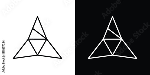 Prism icons pack. Set of black and white liner stroke symbols