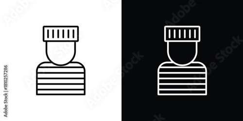 Prisoner icons pack. Set of black and white liner stroke symbols