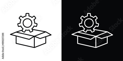 Product management icons pack. Set of black and white liner stroke symbols