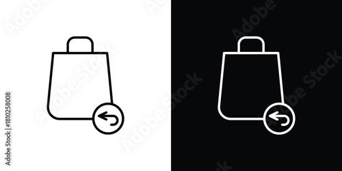 Return purchase icons pack. Set of black and white liner stroke symbols