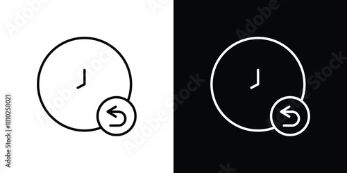 Rewind time icons pack. Set of black and white liner stroke symbols