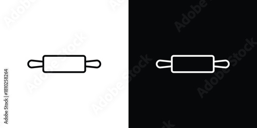Rolling pin icons pack. Set of black and white liner stroke symbols