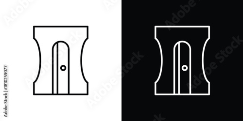 Sharpener icons pack. Set of black and white liner stroke symbols