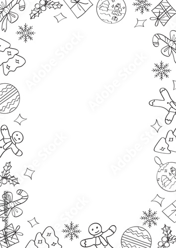 Frame with winter elements for New Year and Christmas.