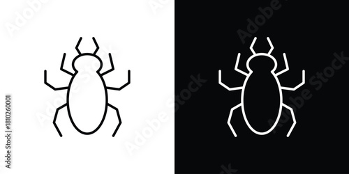 Spider icons pack. Set of black and white liner stroke symbols