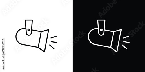 Spotlight icons pack. Set of black and white liner stroke symbols