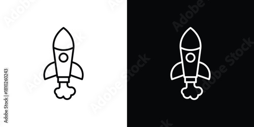 Startup icons pack. Set of black and white liner stroke symbols